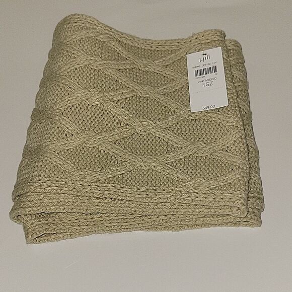 J. Jill Pure Jill Wool Blend Cable Knit Infinity Scarf Tan NWT - Picture 4 of 7